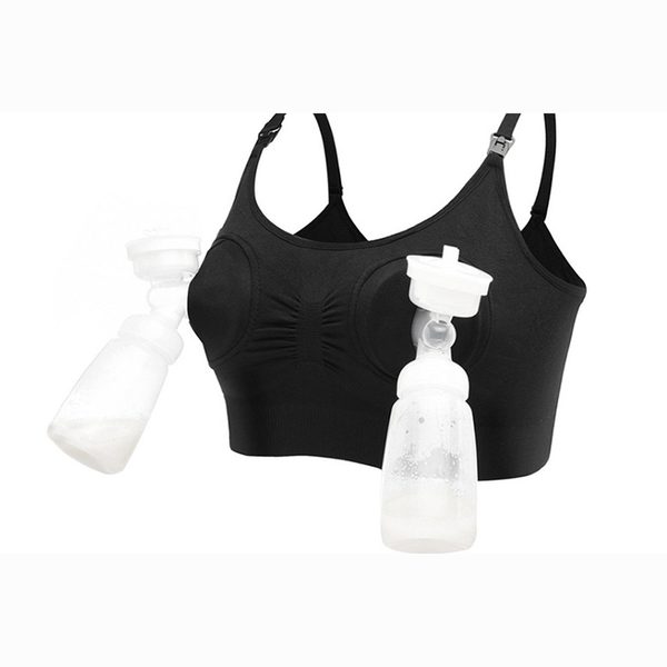 Hands-free pumping bra in cotton, Black