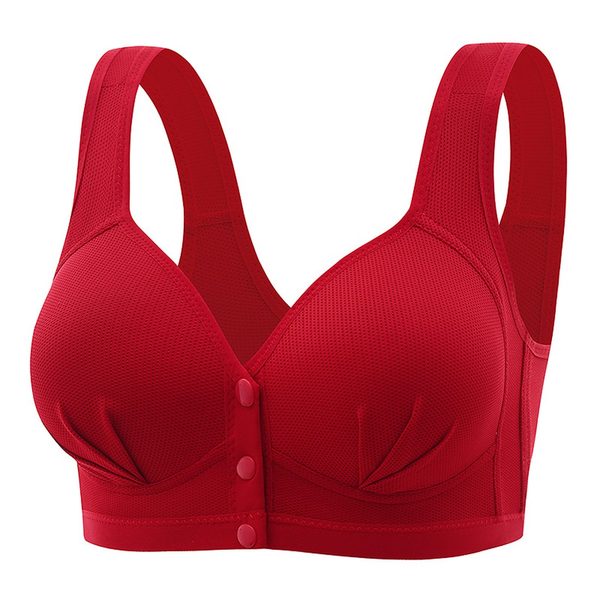 Plus-size nursing bra with front closure, Red