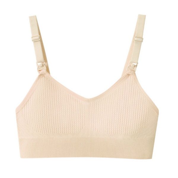 Seamless cotton nursing bra, Beige